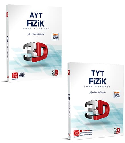 TYT ve AYT 3D Fizik Soru Bankaları kitabının kapağı