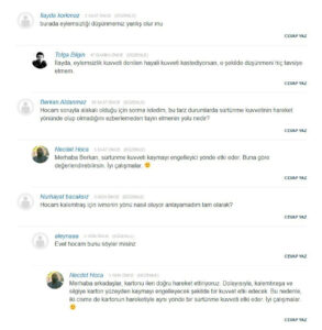 Videoların altındaki soru-cevap kısmı için örnek görsel
