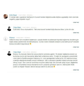 Videoların altındaki soru-cevap kısmı için örnek görsel