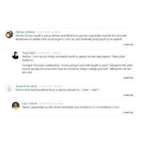 Videoların altındaki soru-cevap kısmı için örnek görsel