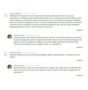 Videoların altındaki soru-cevap kısmı için örnek görsel